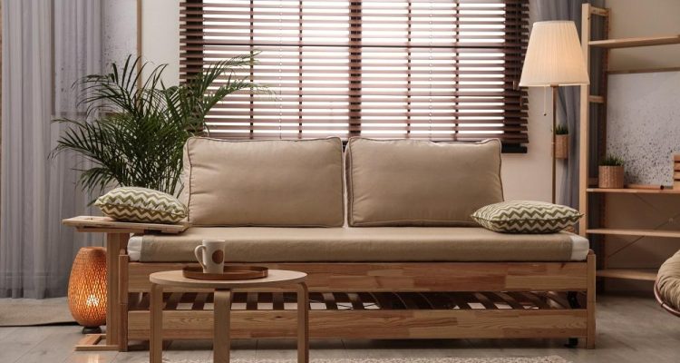 Timber Venetian Blinds in Lounge Room | Featured image for the Timber Venetian Blinds page from Cosmopolitan Shutters